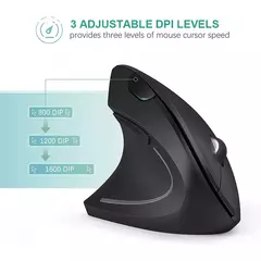 Imagem do Mouse Vertical Ergonômico 2.4GHz Mouse Óptico Sem Fio 3 Ajustável DPI 800/1200/1600 6 Botões para Laptop PC Computador Desktop