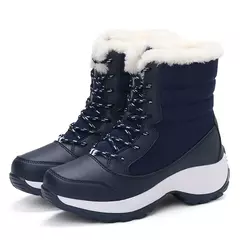 Botas de neve de plataforma antiderrapante para mulheres, Ankle Boots de pele quente, Cunhas impermeáveis, Botas altas para coxa, Sapatos de inverno
