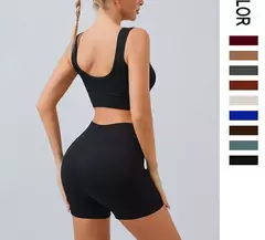 Malha roscada Yoga Set para Mulheres, U-Shaped, Sem Costura, Esportes, Fitness, Yoga Suit, Workout roupas - Wolf Magazine