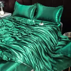 Mulberry Silk Bedding Set, capa de edredão, lençol, fronha, lençol de cetim luxo, cor sólida, rei, rainha, completo, Twin Size - comprar online