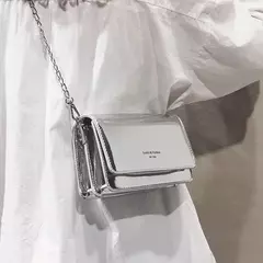 Bolsa de ombro quadrada para mulheres, bolsa crossbody de corrente, bolsa Y2K feminina, compras diárias, prata, nova moda, 2023 - loja online