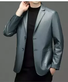 Outono novo casaco de couro masculino terno lapela negócios casual jaqueta de couro masculino - Wolf Magazine