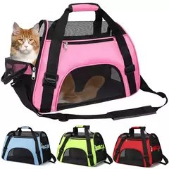 Gato cão portador de viagem para animais de estimação de lado macio malha respirável pequeno cão gato ao ar livre tenda transportadora saída animais de estimação bolsa