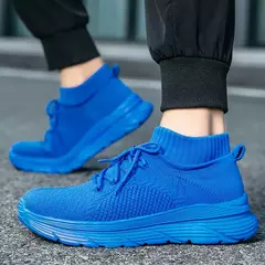 Sapato de meias casual confortável masculino, tênis preto para dirigir, novo, na internet