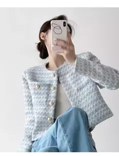 Imagem do ITOOLIN-Cardigã elegante de Tweed feminino, casaco curto com bolso, jaqueta de peito único, outwear solto, outono, inverno, 2023