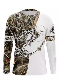 Imagem do Camisa masculina de pesca de manga longa proteção UV, respirável secagem rápida, suor leve wicking top, ao ar livre, verão, primavera