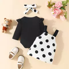 MiniFox-Vestido de urso rosa Romper e Dots para bebês, vestido suspensor para recém-nascidos, vestidos de urso dançante, fofos na internet