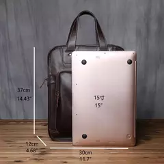 Maleta de couro retrô para homens, couro natural, bolsa vertical, bolsa de ombro casual, mochila masculina, adequada para laptop de 15 ", NZPJ na internet