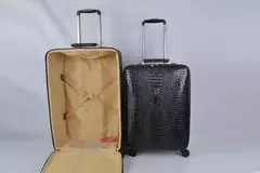 Crocodilo Padrão Couro Rolando Bagagem, Embarque Trolley Mala, Bagagem de Viagem Real para Homens e Mulheres, 16 20 24 Polegada na internet