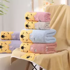 Winnie Bear Bath Towel Set para Crianças, Macio e Absorvente, Coral Velvet, Home Wash, Desenhos animados - loja online