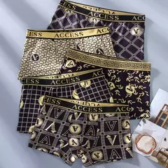 Roupa interior de algodão confortável masculina, Boxers preto e dourado, moda, - Wolf Magazine
