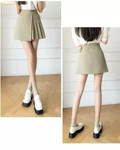 Mini saia plissada linha A de cintura alta feminina, saia curta feminina, moda coreana, fofa, botão, casual, primavera, verão, novo, 2022 na internet