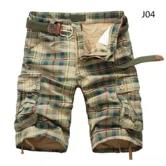 Shorts de praia xadrez casual masculino, calça curta militar, bermuda masculina, macacão de carga, sem cinto, moda, verão, 2024 - Wolf Magazine