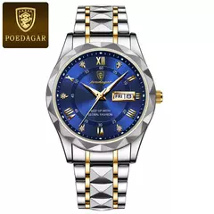 POEDAGAR-Relógio de pulso quartzo em aço inoxidável impermeável masculino, marca superior, luxo, luminoso, data, semana, relógios masculinos - comprar online