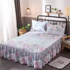 Conjunto de colcha de algodão bordado, saia de cama, fronhas, capa de folha, rei, rainha, duplo, 1.5 m, 1.8 m, 2m, 3pcs - loja online