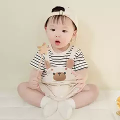 Uma peça macacão de algodão puro para o bebê, manga curta, elegante, masculino e feminino, verão - comprar online