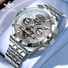 OUPINKE-Relógio mecânico totalmente automático masculino, relógio de pulso luminoso, calendário ano mês safira, marca de luxo superior