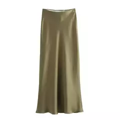 Willshela-Saia Midi Sólida Plissada Feminina, Vintage, Elástico Médio na Cintura, Saias Chiques Femininas, Moda Feminina na internet