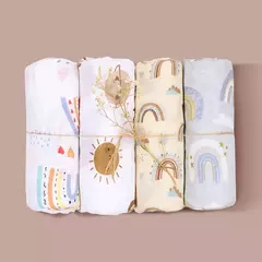 Elinfant-Rainbow Cor Musselina Swaddle Blankets, 100% Algodão, Recém-nascido Bebê Banho Toalha Envoltório, Gift Set Popular, Bambu, 4Pcs