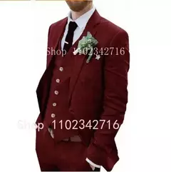 Imagem do Smoking Do Noivo Para Casamento Groomsman, Terno Masculino, Traje De Linho, Calças Jaqueta E Coletes, 3 PCs, Summer Beach Smoking, 2023