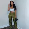 Mulheres cintura frontal V calças largas, monocromáticas calças cargo, Ruched calças Traf de grandes dimensões, moda streetwear, Petite Sweatpant, XXL