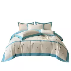 Conjunto de quatro peças de algodão grampeado longo para mãe e bebê, lençóis bordados emendados, capas de colcha, cama de alta qualidade - Wolf Magazine