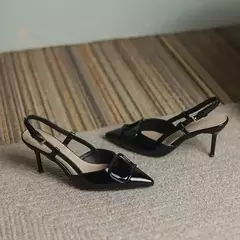 Sandálias de salto com fivela para mulheres, Slingbacks, dedo apontado, saltos finos, bombas de festa, marca - Wolf Magazine
