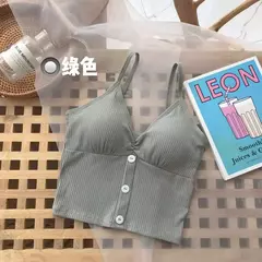 Camisola feminina de malha sem mangas, blusa feminina com botões, camisa monocromática, colete sexy com alça, vestido de verão, 2022 - Wolf Magazine