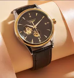 Relógio de pulso mecânico automático masculino, relógio estilo elegante, esqueleto de roma - comprar online