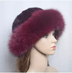 Chapéu de pele de vison genuíno para mulheres gorro de malha natural de luxo chapéu de malha artesanal pele de raposa real moda inverno quente, novo - comprar online