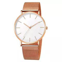Relógio de pulso de malha de aço inoxidável feminino, feminino Fashion, Casual, Simples, Quartzo, Hora de Metal, Feminino, Preto