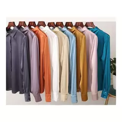 Camisa de seda pesada de luxo feminina, manga comprida, 93% seda amoreira, estilo senhora do escritório, viajante, primavera, verão