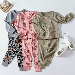 Conjuntos de pijama de algodão de manga comprida infantil, Roupa infantil, Pijama adolescente, 6 anos, 8 anos, 10 anos, 12 anos, 14 anos, Outono na internet