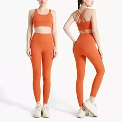 Roupa de ioga feminina de 2 peças, conjunto de treino rápido, roupa de fitness respirável, sutiã e leggings esportivos, roupas fitness, novo, 2024