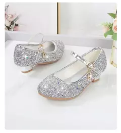 Sapato de salto alto de cristal infantil, sandálias de cristal, fivela, princesa sapato de dança, desempenho estudantil, couro, meninas, moda - Wolf Magazine