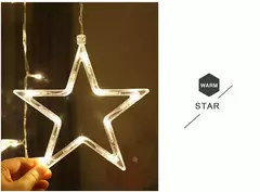 Impermeável LED Cortina String Fada Luz, Lâmpadas, Guirlanda, Piscando, Fada, Lua, Estrela, Ao ar livre, Jardim, Decoração de Natal, 220V, 3,5 m