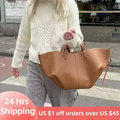 Bolsa de ombro elegante de grande capacidade para mulheres, Bolsa de lazer de couro PU