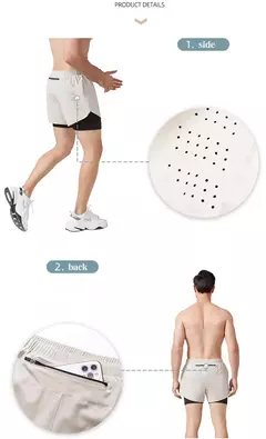 Calção de corrida de camada dupla de secagem rápida masculina, fitness, preto, esporte, treino, musculação, calça curta, novo na internet