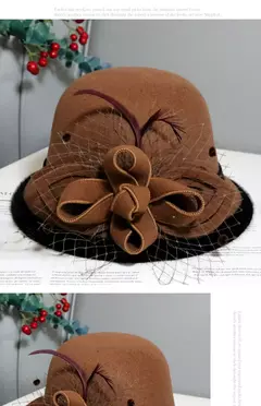 Chapéu Fedora com fita bowknot para mulheres, chapéus de feltro de lã jazz para senhoras, elegante vestido capela, boliche francês banquete, inverno e outono - comprar online