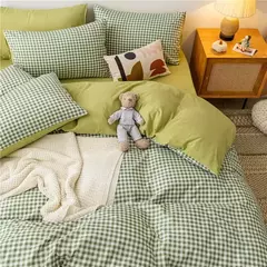 Imagem do Preto branco pequenos verifica impresso conjunto de cama floral capa edredão fronha conjunto cama folha colcha único rainha rei tamanho