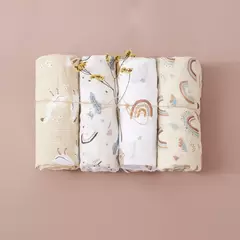 Elinfant-Rainbow Cor Musselina Swaddle Blankets, 100% Algodão, Recém-nascido Bebê Banho Toalha Envoltório, Gift Set Popular, Bambu, 4Pcs - comprar online