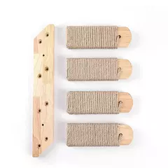 Imagem do Prateleira de escalada para gatos, montada na parede, escada de quatro degraus com poste de arranhões de sisal para gatos, torre de árvore, plataforma, móveis para animais de estimação