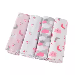 Cobertor de fraldas de flanela supermacio do bebê, Envoltório recém-nascido, 100% algodão, Swaddle impressão, 76x76cm, 4Pc Pack - Wolf Magazine