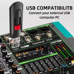 Mixer de som de áudio de 6/8/12/16 canais Depusheng Mixing DJ Console USB 48V Phantom Power 256 DSP Mesa de som de efeitos para palco - loja online