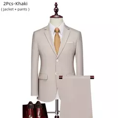 Imagem do Terno de casamento fino com três peças para homens, conjuntos monocromáticos de negócios e escritório, blazer grande, calça e colete, moda luxo
