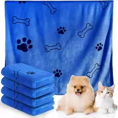 Imagem do Toalha para animais de estimação 60x100cm, toalha de banho para cães e gatos, microfibra, secagem rápida, absorvente, azul, cinza, produtos de banho para animais de estimação