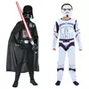 Halloween star wars crianças darth vader traje a força desperta crianças super deluxe stormtrooper traje enviar luvas máscara