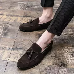 Mocassim preto masculino, mocassim de pedal único, sapato de vestido de negócios marrom, vestido de noiva italiano, tamanho 38-48, novo