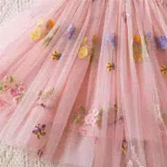 Imagem do Vestido de malha bordado feminino, Alça de fada, Asas de arco traseiro, Princesa, Aniversário, Doces Bebés, Verão