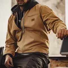 Maden J001 - Casaco de Caça Régua Detroit para Homem de Outono, Tecido de Lã Retro, Bolsos de Algodão Resistente, Design de Colarinho Lapel e Fechadura Ziper na internet